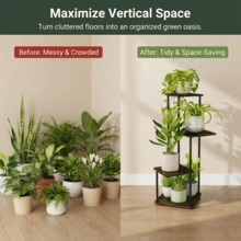 4-Tier Corner Plant Stand Indoor Home, Triangle Space Saving Design, No Tools Quick Assembly, For Living Room Balcony Bedroom Potted Display - View 2