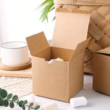 50pcs Brown Candy Gift Box, 4x4x4 Inch Brown Candy Box Set, Suitable For Birthday Party, Wedding And Other Occasions - Multicolor - View 5