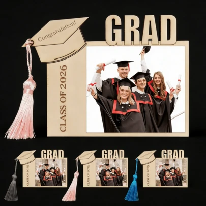 1件创意木质毕业季相框，毕业礼物，相框装饰，木制工艺品