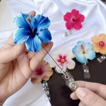 Acrylic Flat Gerbera Daisy Retractable Badge Reel, 360 Degree Rotating Alligator Clip Sleeve Badge Holder For Doctors, Nurses - one-size - View 2