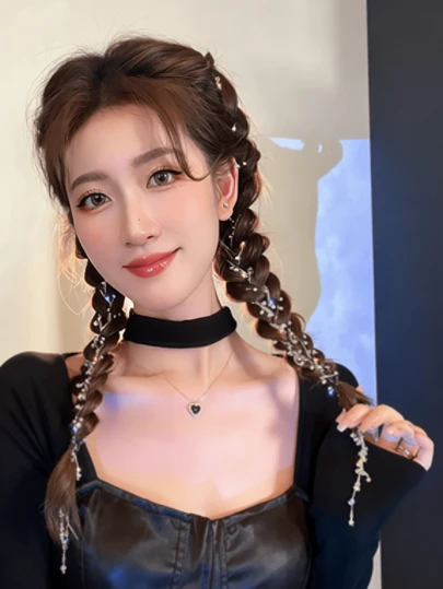 2件套时尚水钻爱心流苏发饰套装，适合编发、扎马尾辫、装饰发辫，男女通用，是节日、派对、日常佩戴、珠宝配饰、情人节、发夹、发卡、学习用品、大学、头饰、发夹的理想礼物。