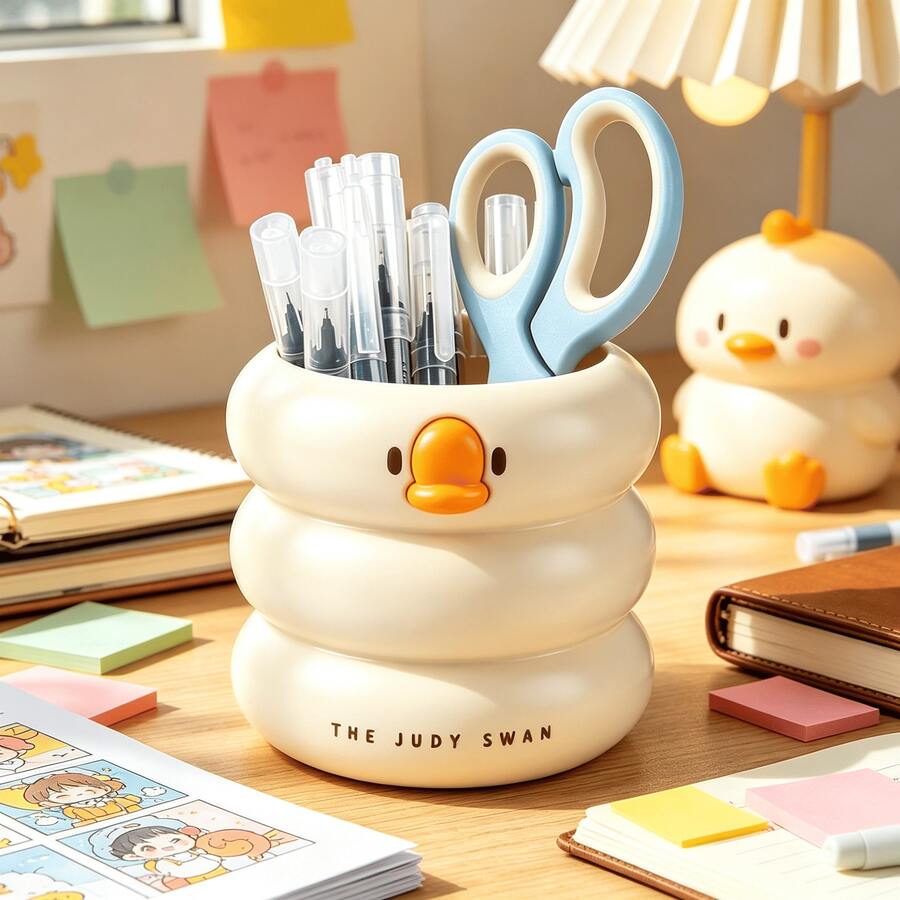 Hộp đựng bút để bàn hình vịt dễ thương, hộp đựng văn phòng phẩm nhiều tầng dung tích lớn, hộp đựng đồ dùng văn phòng chất lượng cao kiểu INS, có thể đựng bút, cọ trang điểm, dụng cụ làm đẹp, đồ dùng văn phòng, thiết kế tối giản và đa năng, phù hợp với bàn làm việc văn phòng, phòng ngủ, bàn trang điểm, thiết thực và bền bỉ, món quà tuyệt vời cho bạn bè và đồng nghiệp. Phụ kiện bàn làm việc, phụ kiện văn phòng phẩm