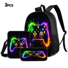 3pcs/Set Student Backpack, Messenger Bag, Pencil Case, Boys' Large Capacity Compartment Backpack, Back To School Supplies Storage, Travel Storage Bag, Suitable For School, Class, Outdoor Sports - A - View 14