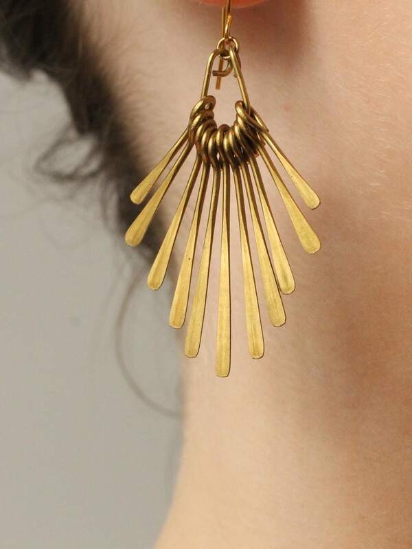 Vintage Gold Long Tassel Bohemian Brass Earrings, Suitable For Daily Wear