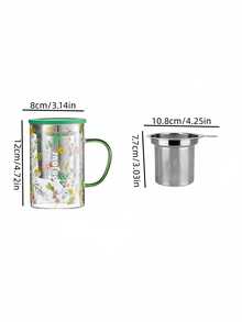 1 Set Cangkir Teh Kaca Bertema Musim Semi dengan Sekat, Cangkir Kaca Ilustrasi Bunga Berkualitas Tinggi, Cangkir Teh Tahan Panas & Dingin, Penutup Debu, Cocok untuk Rumah, Restoran, Kafe, Toko Kue, Hadiah, Pesta - MultiWarna - View 3