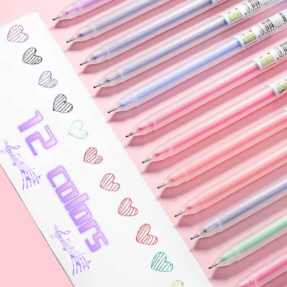 12 Colores Bolígrafos de Gel, para Estudiantes, Diario, Decoración, Manualidades, Vuelta al Colegio