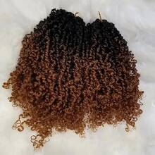 12Inch Pre-Looped Yanky Twists Crochet Braids Ombre Brown Bohemian Spring Twists Hair With Curls Synthetic Extensions - Multicolor - View 6