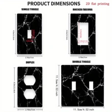 1pc Marble Texture Panel Cover, Suitable For Single/Double Gang Switch And Toggle Plate - Elegant Black Marble Color, Easy Installation, No Wiring Required, Marble Texture Wall Panel For Home, Bathroom, Office Decor (1pc), 2D Flat Style - Multicolor - View 2