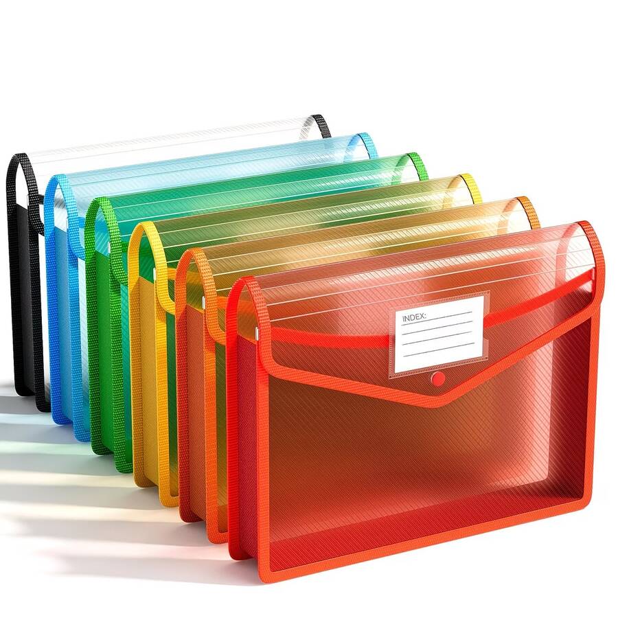1-10 pièces Classeur à pression A4 coloré, conçu pour le rangement de fichiers, organisateur de fichiers colorés, dossier de documents de style accordéon transparent, convient pour le rangement des fournitures de bureau/école, organisateur multicolore, sac de rangement de style accordéon, grande capacité, rentrée scolaire