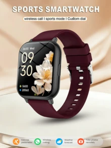 Reloj inteligente unisex con llamadas inalámbricas y alertas de mensajes, podómetro, seguimiento de calorías y distancia, modos deportivos múltiples, control de música, cámara remota, alarma, caja de metal y correa de silicona, batería de 180mAh, carga USB, reloj inteligente multifuncional para teléfonos inteligentes, regalo para vacaciones - Multicolor - Ver 5