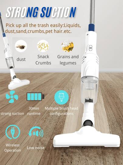 Aspiradora inalámbrica, aspiradora inalámbrica para el hogar y el automóvil, aspiradora de mano ligera sin bolsa, adecuada para una limpieza rápida de alfombras y pisos, pelo de mascota y pisos duros, esencial para mantener el hogar ordenado, también un gran regalo para el Día de San Valentín