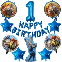1/23pcs Rabbit Shaped Foil Balloons, 1-9 Blue Number Foil Balloons, Happy Birthday Letter Banners, Birthday Party Decoration Balloon Set - Multicolor - View 3