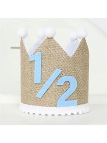 Bandera de silla alta y gorro de cumpleaños de medio año en rosa/azul, bandera decorativa para fiesta de cumpleaños de bebé, adornos colgantes para silla alta con cuentas de madera y borlas - Multicolor - Ver 1