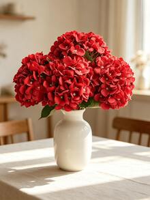 1/3pcs 15.75" Blue Embroidered Artificial Flowers With Stems, Plastic Floral Balls For Desktop Decor, Suitable For Office, Party, Wedding, Fake Plants, Spring/Summer Decoration, Mother/Father's Day Gift - Red - View 3