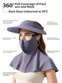 Bộ 1 chiếc khăn che mặt chống nắng toàn diện cho đạp xe, hoạt động ngoài trời mùa hè, du lịch, 3 trong 1, khẩu trang chống nắng có thể tháo rời, mũ liền mạch mùa hè dành cho nữ, khẩu trang che cổ. - Nhiều màu - Xem 3