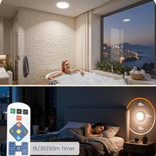 1pc Magnetic Motion Sensor Rechargeable Ceiling Light With Remote Control, Wireless Battery Powered Ceiling Light, No Wiring Required, Magnetic Mount, Dimmable Bathroom Light With Remote, 3 Lighting Modes And Multi-Level Brightness Adjustment, Supports Remote Operation, Timer Setting And Motion Sensor, Timer, 3 Colors, Rechargeable Closet Hallway Light, Wireless LED Ceiling Light, 3-Color Dimmable Indoor Light, Suitable For Wardrobe, Shower, Pantry, Shed, Hallway, Living Room, Kitchen, Bathroom - Multicolor - View 12