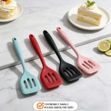 8.27-Inch Mini Silicone Slotted Spatula, Heat Resistant Non-Stick Pancake Egg Frying Cooking Tool, 4 Colors 1/2 Pcs Set - Multicolor - View 2