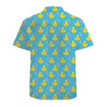 Cheerful Yellow Rubber Ducks Floating Among Playful Bubbles Symbolizing Carefree Joy And Relaxation 3D Print Men's Hawaiian Style Short Sleeve Casual Shirt Summer Beachwear - 白色 - 查看 4