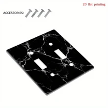 1pc Marble Texture Panel Cover, Suitable For Single/Double Gang Switch And Toggle Plate - Elegant Black Marble Color, Easy Installation, No Wiring Required, Marble Texture Wall Panel For Home, Bathroom, Office Decor (1pc), 2D Flat Style - Multicolor - View 7