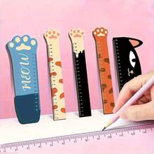 Bộ 5 thước gỗ in hình hoạt hình 2D, dụng cụ đo lường vui nhộn, hình mèo dễ thương, quà tặng học sinh hoặc quà lưu niệm tốt nghiệp. - bàn chân thú cưng - Xem 3