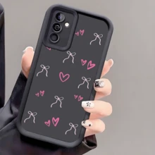 1 buah Casing Ponsel Pelindung Anti-Selip dan Tahan Guncangan Motif Hati & Pita Kreatif, Kompatibel dengan Seri 17, Honor, Galaxy, - Hitam - View 2