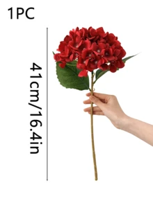 1/3pcs 15.75" Blue Embroidered Artificial Flowers With Stems, Plastic Floral Balls For Desktop Decor, Suitable For Office, Party, Wedding, Fake Plants, Spring/Summer Decoration, Mother/Father's Day Gift - Red - View 2