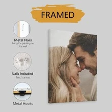 1 pieza Impresión de arte fotográfico personalizada enmarcada, marco de madera material de lienzo - Perfecto para sala de estar, dormitorio, oficina - [Favorito del cliente] Crea tu espacio exclusivo con decoración del hogar única, regalo de cumpleaños y graduación, altamente decorativo, personalizado, regalo ideal para novio, novia - Multicolor - Ver 11