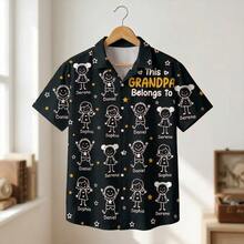 Personalized This Grandpa Belongs To Hawaiian Shirt |   Custom Grandkids Name & Doodle Print |   Men's Short Sleeve Button Down |   Breathable Lightweight Loose Fit |   Unique Father's Day Gift For Grandpa - màu đen - Xem 2