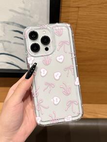 1个全新创意气垫手机壳，独特粉色爱心蝴蝶结设计，兼容苹果17 Pro Max/17 Pro/17/Air/16/15/14/13 Pro Max/14 Plus/12 Pro Max/12 Pro/12/11/XR及系列 - 無色 - 查看 2