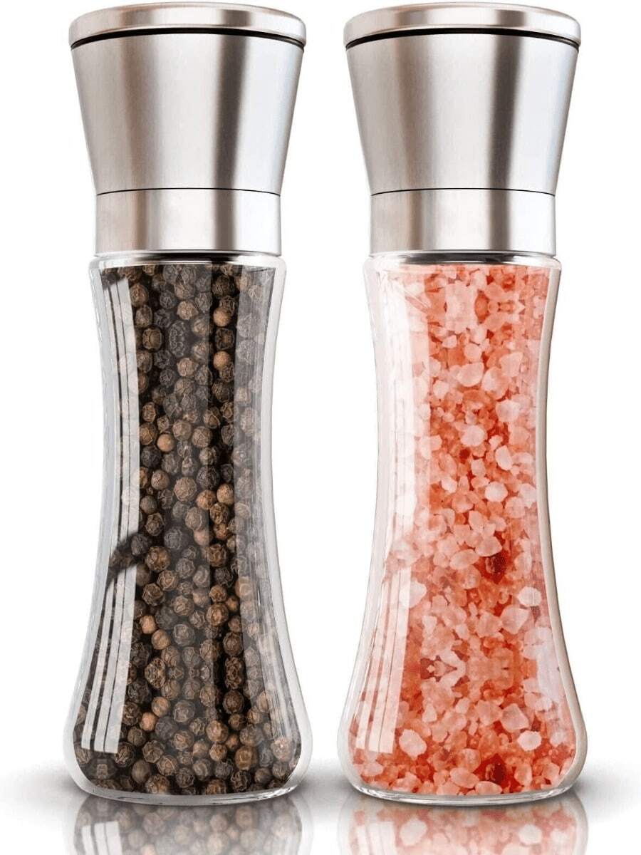 2x Pepper And Salt Grinder Set Mill Adjustable Stainless Steel Shaker Coarse NEW - Default - View 1