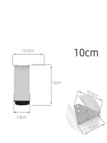 4个黑白家具脚 可调节方形柜脚 铝合金柜脚 浴室柜脚 - 彩色 - 查看 22