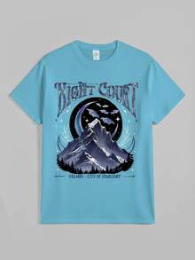 Velaris The Night Court Acotar Two-Sided Comfort  Shirt, Velaris The Night Court Shirt, Court Of Dreams, Inner Circle Acotar Tee-Unisex Summer Casual Vintage Cotton Printed T-Shirts For Couples - 藍色 - 查看 5