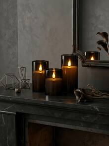 1/2/3pcs Flameless LED Candle Set With Remote Control, Flickering Effect And Timer Function, Suitable For Holidays, Weddings, Gifts, Fireplace, Home Decor - Black - View 2