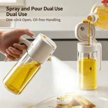 2-In-1 Glass Oil Bottle With Sprayer, One-Click Open, 65° 3D Wide-Angle Fine Mist Nozzle, Dual-Bar Pressure Atomization, Leak-Proof And Stain-Free, Suitable For Cooking, Frying, Salad, And Air Fryer - Yellow - View 8