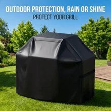 Universal Grill Cover Multi-Size|One-Piece 30-Inch Heavy-Duty With Drawstring, 210D Oxford Polyester Outdoor Protection, Fits All Grill Brands, Suitable For Most Brands , Brinkmann, Char Broil, Holland, Etc. - VelcroA Black - View 3