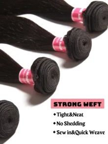 15A Raw Human Hair Bundles Brazilian Virgin Straight Bundles Human Hair, Sliky Boutique Extensions, Can Be Dyed And Restyled, Vertical Smooth, Full Ends (20 22 24) - Natural Black - Xem 7