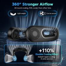 Zechuan 1pc Portable Hanging Neck Fan,  Usb Rechargeable With 5200mAh Battery Operated, 360°Cooling , Hands-Free,4 Speed Setting Bladeless Neck Fan ,For Home/Travel/Camping/Office/Exercise/Work/Night Running. - Black - View 3
