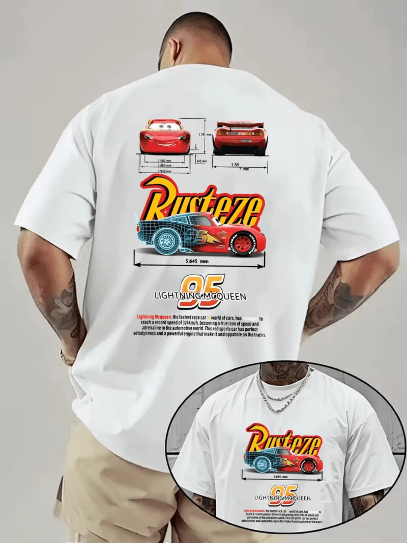 (Disney Licensed)Disney Cars Lightning McQueen Men's T-Shirt, Rust-Eze Lightning McQueen Blueprint Graphic Tee, Oversized Crew Neck Short Sleeve Casual Streetwear T-Shirt, Technical Drawing Lightning McQueen With Specs Print Men's Summer Top, Disney Officially Authorized Men's Short-Sleeved T-Shirts, Mens Clothes, Men, Ropa De Hombre, Summer Clothes, Men Shirts, Graphic Tees, Disney Outfits Men, Graphic Tees, Camisetas Para Hombre, Camisas Para Hombre, Summer Outfits For Men, Father's Day Gift, Perfect Gift For Family And Friends, Which Are Necessary For Birthday Parties, Disney Shirts, Mens Clothes, Summer Clothes, Officially Licensed Disney T-Shirts, Disney Men's And Women's Spring/Summer Fashion Casual Short-Sleeve T-Shirts - trắng - Xem 1