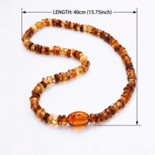 Dây chuyền sáp ong hổ phách thời trang, dây chuyền hạt cườm thanh lịch, thiết kế tối giản đa năng, unisex, không phai màu, thích hợp để đeo hàng ngày và làm quà tặng, quà tặng Ngày của Mẹ và quà tốt nghiệp. - 1 chiếc - Dây chuyền - Xem 3
