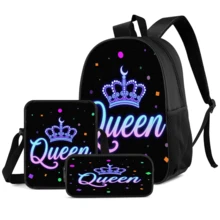 3pcs/Set Student Backpack, Messenger Bag, Pencil Case, Boys' Large Capacity Compartment Backpack, Back To School Supplies Storage, Travel Storage Bag, Suitable For School, Class, Outdoor Sports - A - View 2