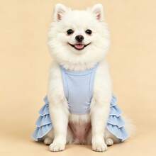 1 buah Gaun Ruffle Multilayer Suspender Mewah untuk Hewan Peliharaan, Gaun Musim Pernikahan yang Modis & Elegan untuk Kucing & Anjing, Pakaian Hewan yang Lembut & Bernapas, Pakaian Ringan & Nyaman untuk Semua Musim - Mint Blue - View 2