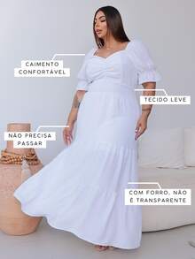 Women's Plus Size White Long Dress For New Year's Eve, Civil Wedding, Christening - trắng - Xem 4