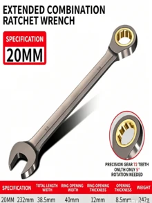 Cờ lê kết hợp có tay quay dài 6/32mm, 72 răng, góc xoay 5°, cờ lê đa năng đầu mở/đầu hộp, thép CR-V. - cờ lê - Xem 10
