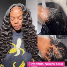 SHINEHAIR 13x6 HD Curly And Wavy Lace Front Wig, Pre-Plucked, 180% Density, Wet Look, Glueless, Human Hair - Natural Black - Xem 3