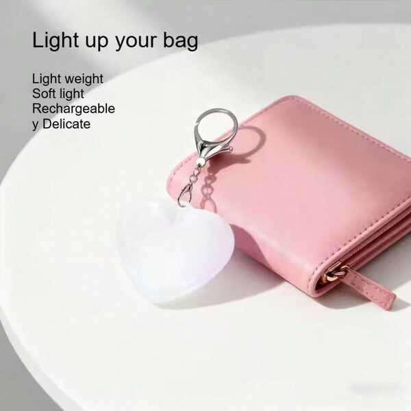 Portable Handbag Interior Lighting Mini Night Light, New Rechargeable Wallet Illumination Lamp With Automatic Sensor Heart-Shaped Bag Charm Light, Essential Wallet Accessory Gift For Girls/Women