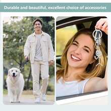 12/16 piezas Ganchos giratorios de aleación con anillos metálicos, adecuados para hacer llaveros creativos DIY, collares para mascotas, cordones, colgantes de bolso (disponibles en 3 colores) - Anillo de hebilla plana de 5,5 g - Ver 6