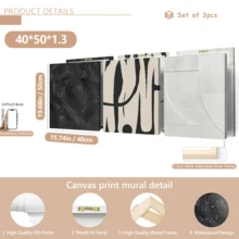 3pcs Modern Black And White Abstract Wall Art Posters - Contemporary Textured Canvas Paintings With Bold Lines And Silhouettes, Minimalist Decor, Plaster Art, Framed Or Unframed, Suitable For Room Decoration, Home Decor, College Dorm, Apartment, Hotel, Living Room, Bedroom, Bathroom And Office Wall Decoration, Gift - A - View 16