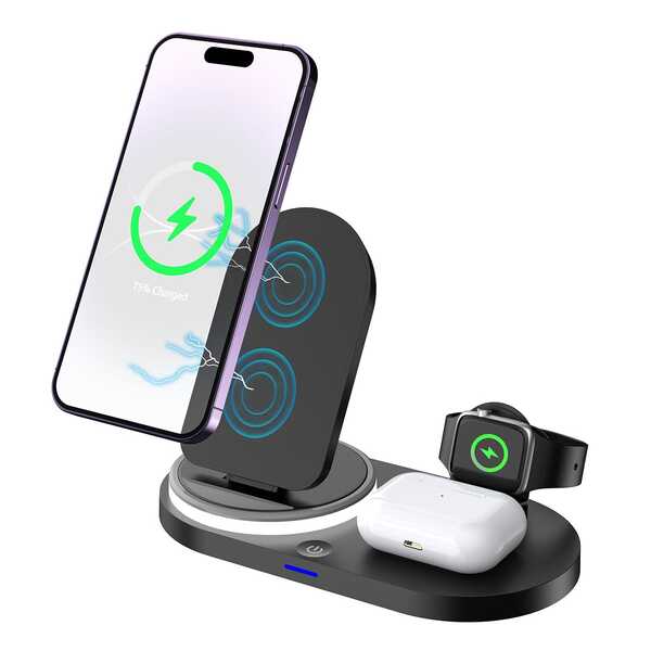 شاحن لاسلكي محمول متعدد الوظائف 15 واط، للاستخدام اليومي