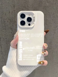 1pc Compatible With IPhone 17/16 Pro Max/15 Plus/14 Pro/13/12/11, Series, Matte Mirror Finish, Phone Protective Case, Ins Overtime Style, Night Shift Energy Drink Print, Full-Body Drop Protection, Precise Cutouts - White - View 4