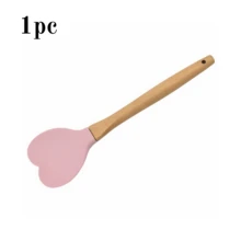 Personalized Pink Heart-Shaped Silicone Spatula, Customizable Name/Text/Logo, Fun Wooden Spoon Set, Personalized Silicone Spoon, Unique Heart-Shaped Design With Wooden Handle, Non-Stick And Heat-Resistant, Suitable For Stirring, Baking, Cooking, Etc., Personalized Home Kitchen Supplies, The Best Gift Choice For Her. - Pink - View 8